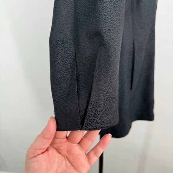 Eileen Fisher Longline Open Front Jacket Black Silk Work Minimalist Classic Sz M - Picture 5 of 10